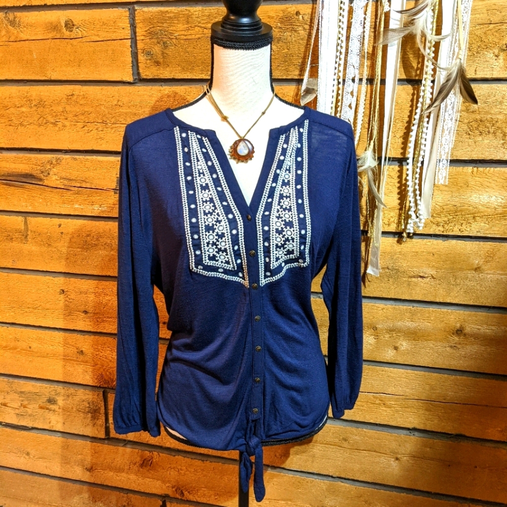 Lucky Brand Navy Blouse Size XLarge